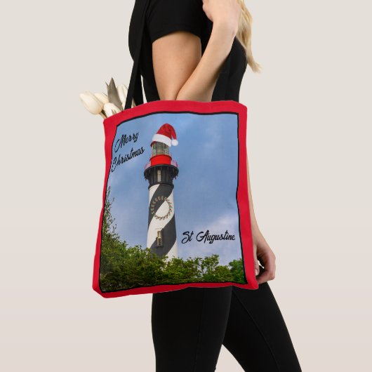 Frohe Weihnachten St Augustine Florida Leuchtturm Tasche (Von Nahem)