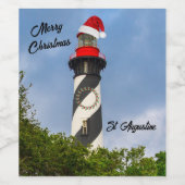 Frohe Weihnachten St Augustine Florida Leuchtturm Weinetikett (Einzelnes Label)