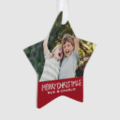 Frohe Weihnachten | Star Ornament Monogram Red (Vorderseite)