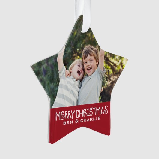 Frohe Weihnachten | Star Ornament Monogram Red (Vorderseite)