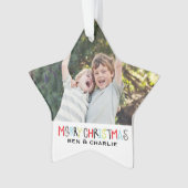 Frohe Weihnachten | Star-Ornament-Monogramm Ornament (Vorderseite)