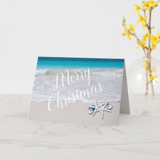 Frohe Weihnachten Starfish am Strand Weihnachten Karte (Gelbe Blume)