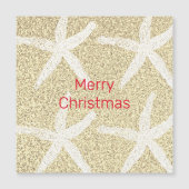 Frohe Weihnachten Starfish Gold Red White Glittery Magnetkarte (Vorderseite)