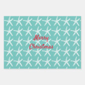 Frohe Weihnachten Starfish Multicolor Nautical Nie Geschenkpapier Set (Vorderseite)