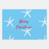 Frohe Weihnachten Starfish Muster Aquamarin Green Geschenkpapier Set (Vorderseite 3)