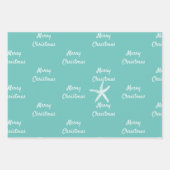 Frohe Weihnachten Starfish Muster Aquamarin White  Geschenkpapier Set (Vorderseite)