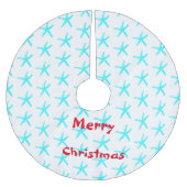 Frohe Weihnachten Starfish Muster Aquamarin White  Polyester Weihnachtsbaumdecke (Vorderseite)