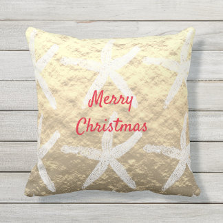 Frohe Weihnachten Starfish Muster Golden Foil Beac Kissen