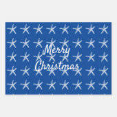 Frohe Weihnachten Starfish Nautical Custom Red Gre Geschenkpapier Set (Vorderseite 3)