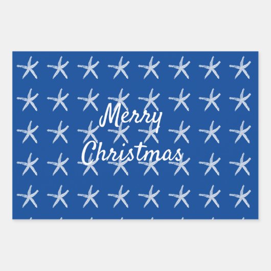 Frohe Weihnachten Starfish Nautical Custom Red Gre Geschenkpapier Set (Vorderseite 3)
