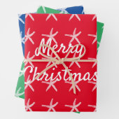 Frohe Weihnachten Starfish Nautical Custom Red Gre Geschenkpapier Set (Beispiel)