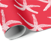 Frohe Weihnachten Starfish Nautical Red White Blue Geschenkpapier (Rolleneckpunkt)
