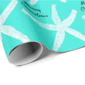 Frohe Weihnachten Starfish Patterns Aquamarin Blue Geschenkpapier (Rolleneckpunkt)