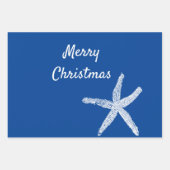 Frohe Weihnachten Starfish Patterns Red White Blue Geschenkpapier Set (Vorderseite 3)