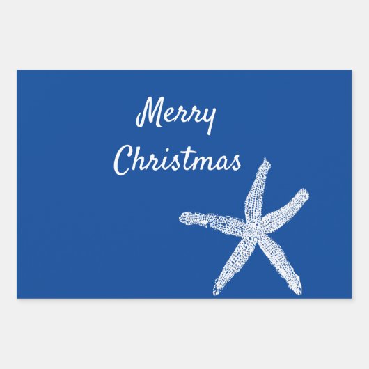 Frohe Weihnachten Starfish Patterns Red White Blue Geschenkpapier Set (Vorderseite 3)