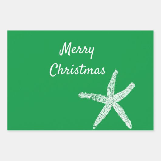 Frohe Weihnachten Starfish Patterns Red White Blue Geschenkpapier Set (Vorderseite 2)