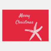 Frohe Weihnachten Starfish Patterns Red White Blue Geschenkpapier Set (Vorderseite)