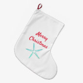 Frohe Weihnachten Starfish Red Aquamarin White Nie Großer Weihnachtsstrumpf (Vorderansicht (hängend))