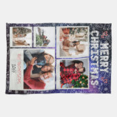 Frohe Weihnachten Starry Night Doodle 5 Foto Famil Geschirrtuch (Horizontal)
