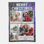 Frohe Weihnachten Starry Night Doodle 5 Foto Famil Geschirrtuch (Vertikal)