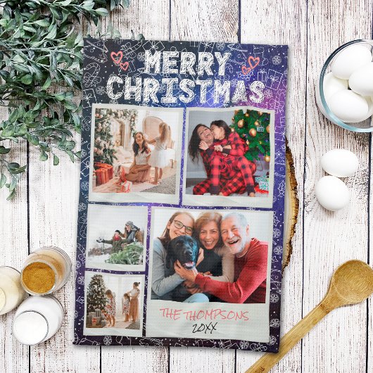 Frohe Weihnachten Starry Night Doodle 5 Foto Famil Geschirrtuch