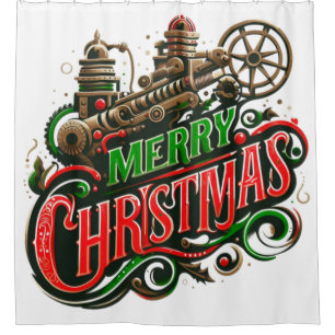 Frohe Weihnachten Steampunk Duschvorhang