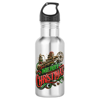 Frohe Weihnachten Steampunk Edelstahlflasche