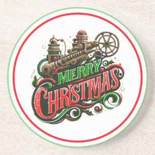 Frohe Weihnachten Steampunk Getränkeuntersetzer