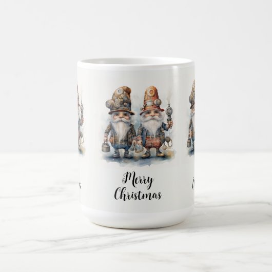 Frohe Weihnachten Steampunk Gnomes Kaffeetasse (Mittel)
