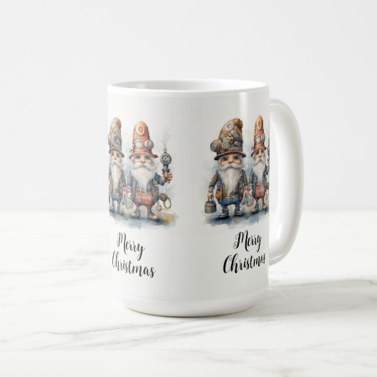 Frohe Weihnachten Steampunk Gnomes Kaffeetasse (VorderseiteRechts)