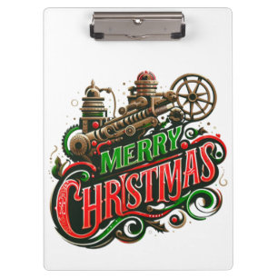 Frohe Weihnachten Steampunk Klemmbrett