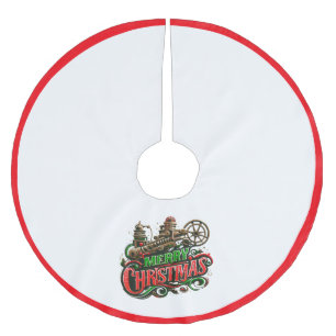 Frohe Weihnachten Steampunk Polyester Weihnachtsbaumdecke