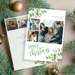 Frohe Weihnachten Stechpalmen-Blattwerk Multi-Foto