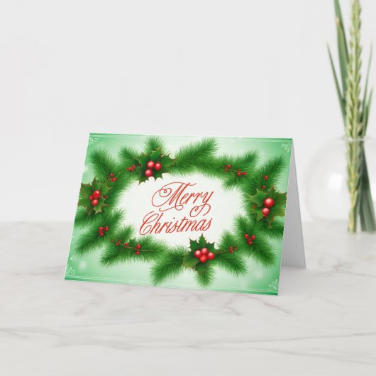 Frohe Weihnachten Stechpalmenkranz (Vorderseite)