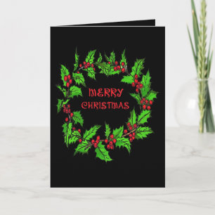 Frohe Weihnachten Stechpalmenkranz mit Beeren