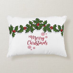 Frohe Weihnachten,Stechpalmenzweige - Personalisie Zierkissen
