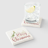 Frohe Weihnachten Steinuntersetzer (Seitenansicht)