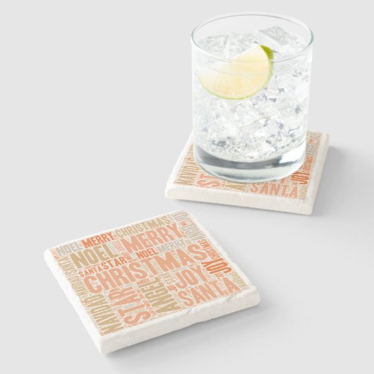 Frohe Weihnachten Steinuntersetzer (Seitenansicht)