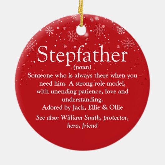 Frohe Weihnachten Stepfather Stepdad Definition Keramik Ornament (Hinten)