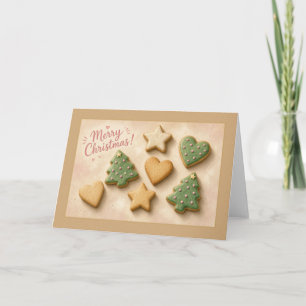 Frohe Weihnachten Stern- und Herz-Kekse Karte