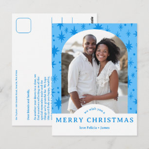 FROHE WEIHNACHTEN Sterne Feiertag INDIVIDUELLER Bo Postkarte