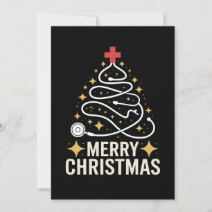 Frohe Weihnachten Stethoskop Baum Krankenschwester Einladung