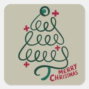 Frohe Weihnachten Stethoskop CNA Medizinischer Arb Quadratischer Aufkleber