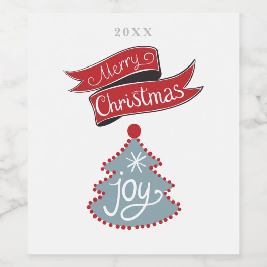 Frohe Weihnachten, stilisierter Baum, individuelle Weinetikett (Einzelnes Label)