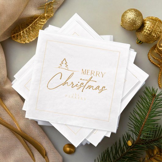 Frohe Weihnachten Stilvoll Tree Motif ID1009 Servietten Mit Folie