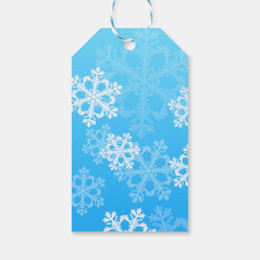 Frohe Weihnachten Stilvolle Blaue Schneeflocken Mu Geschenkanhänger (Rückseite)