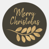 Frohe Weihnachten Stilvolle Braun Urlaub Runder Aufkleber (Vorderseite)