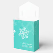 Frohe Weihnachten Stilvolle Cyan Snowflakes Muster Geschenkschachtel (Geöffnet)