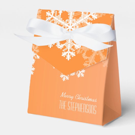 Frohe Weihnachten Stilvolle Orange Snowflakes Must Geschenkschachtel (Vorderseite)
