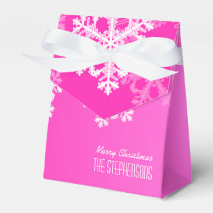 Frohe Weihnachten Stilvolle Pink Snowflakes Muster Geschenkschachtel